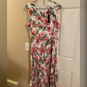 Tahari floral pleated dress